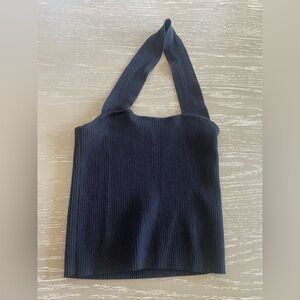 Cider Black Ribbed Halter Top